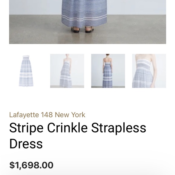 Lafayette 148 Stripe Crinkle Strapless Dress - Picture 9 of 12